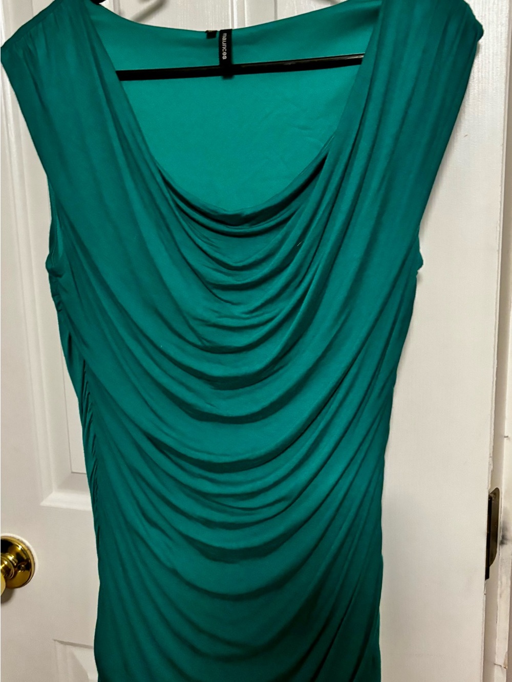 Draped Teal Sleeveless Cowl Neck Top